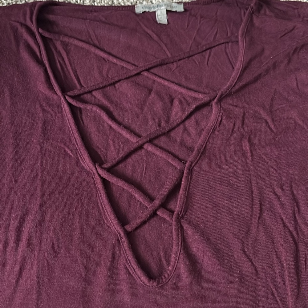 Maroon Deep-V Top - Picture 2 of 4